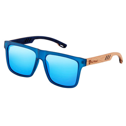 Polarisierte Herren-Sonnenbrille aus Holz mit eckigem Design
