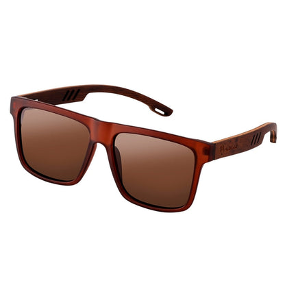 Polarisierte Herren-Sonnenbrille aus Holz mit eckigem Design
