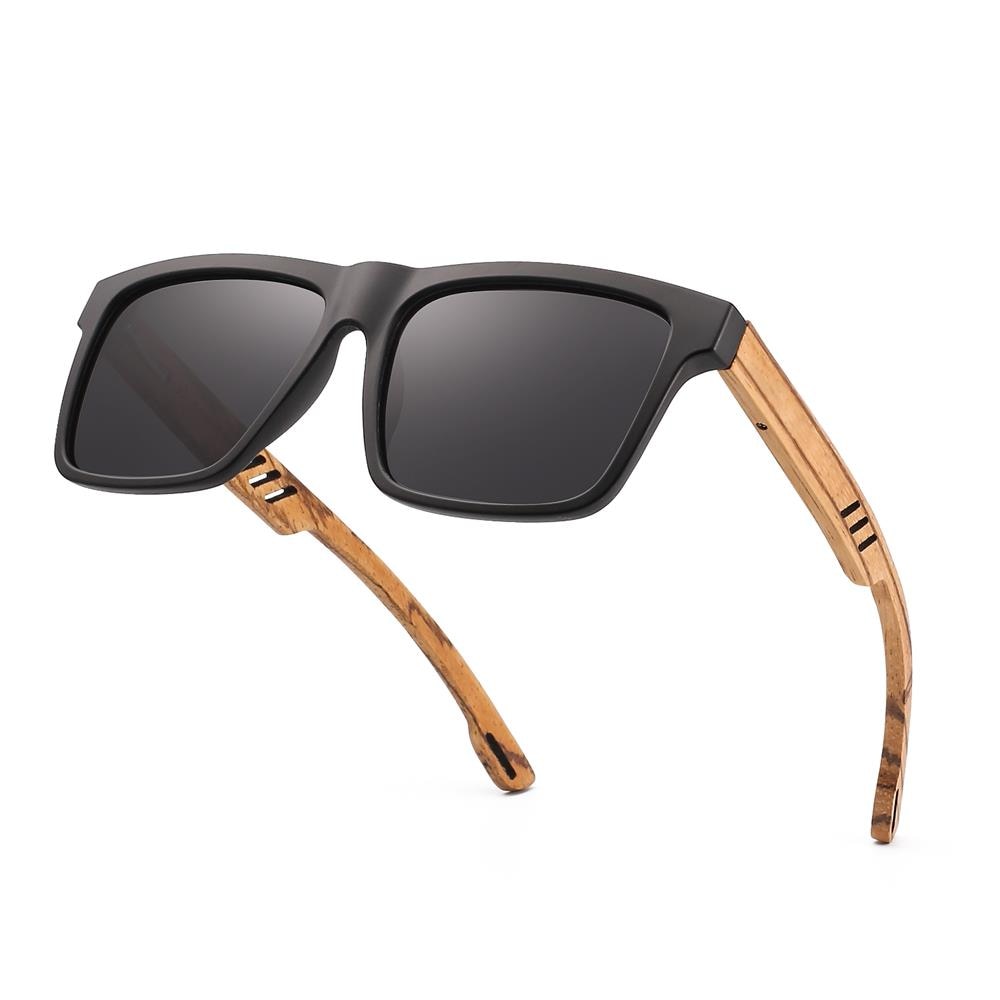 Polarisierte Herren-Sonnenbrille aus Holz mit eckigem Design
